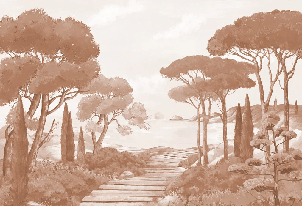 Tapete „Spaziergang in den Calanques“ Terrakotta