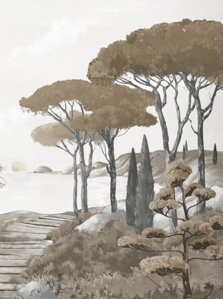 Papier peint balade dans les calanques brun