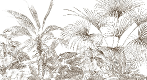 Carta da parati tropicale con incisione monocromatica