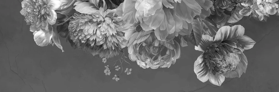 Papier peint bistrot pivoine noir et blanc