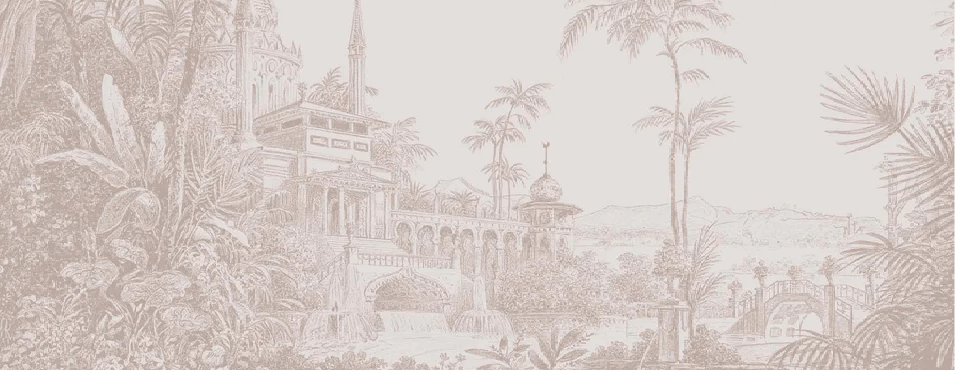 Papier peint jungle temple monochrome, XXL, tendance