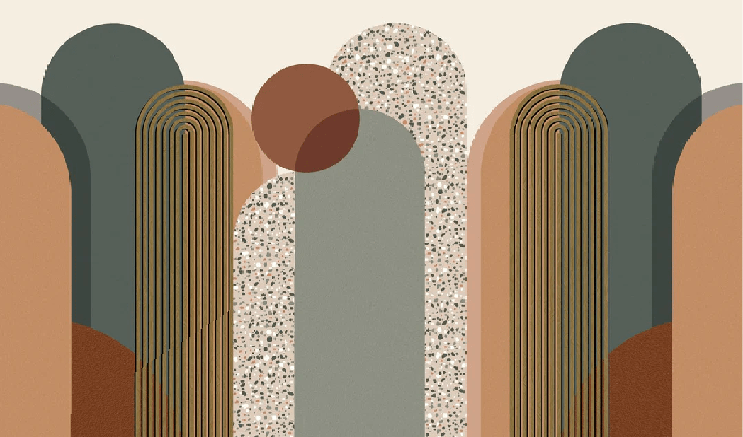 Carta da parati Art Déco grafica di tendenza