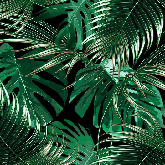 Papier peint intissé grandes feuilles vertes
