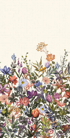 Carta da parati con fiori dipinti a pennello colorato