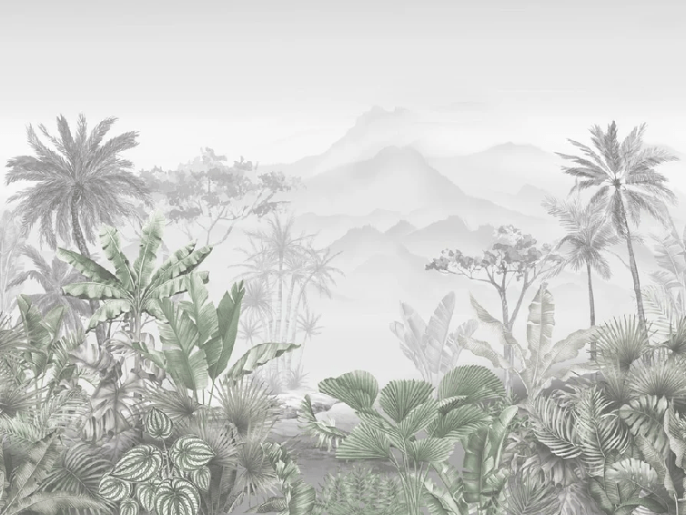Carta da parati tropicale verde di tendenza
