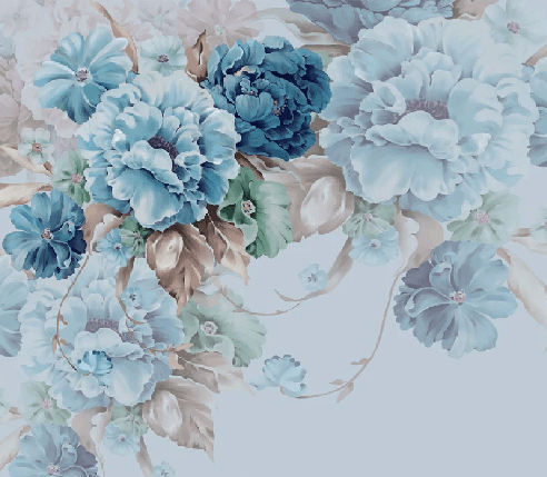 Carta da parati con fiori blu