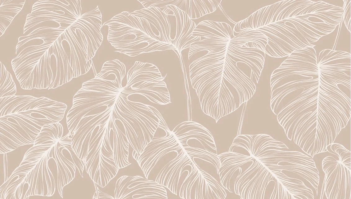 Carta da parati con foglie di sabbia Monstera