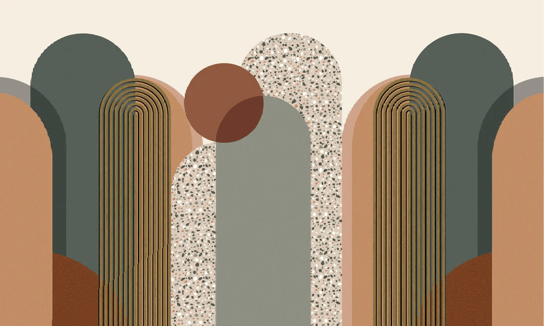 Carta da parati Art Déco grafica di tendenza