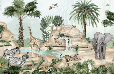 Carta da parati per bambini oasi animale