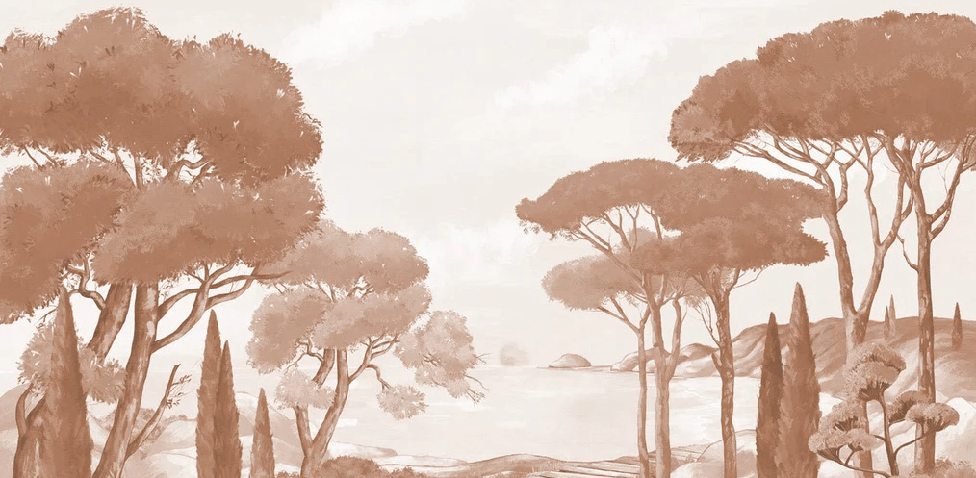 Tapete „Spaziergang in den Calanques“ Terrakotta