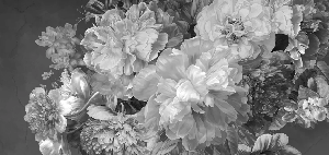Carta da parati con fiori di peonia in bianco e nero