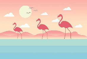 Carta da parati tropicale con fenicotteri rosa per bambini