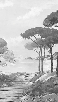 Carta da parati passeggiata nelle calanques in bianco e nero