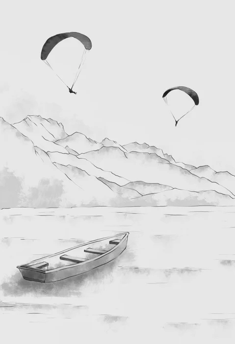 Papier peint Annecy - cimes & art en monochrome
