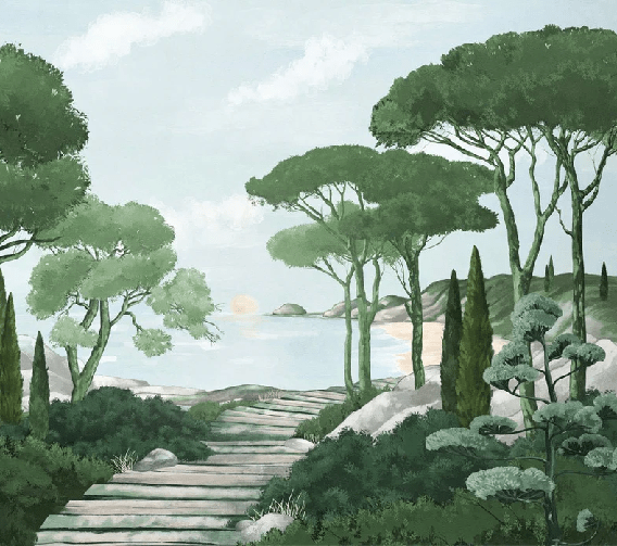 Tapete „Spaziergang in den grünen Calanques“