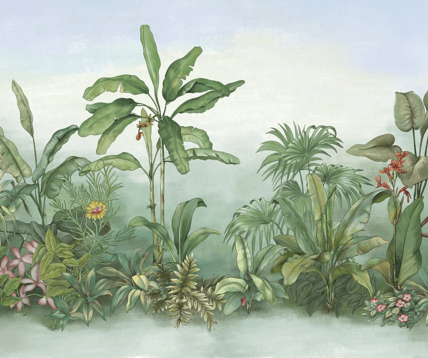Tapete für Toiletten mit botanischem Motiv