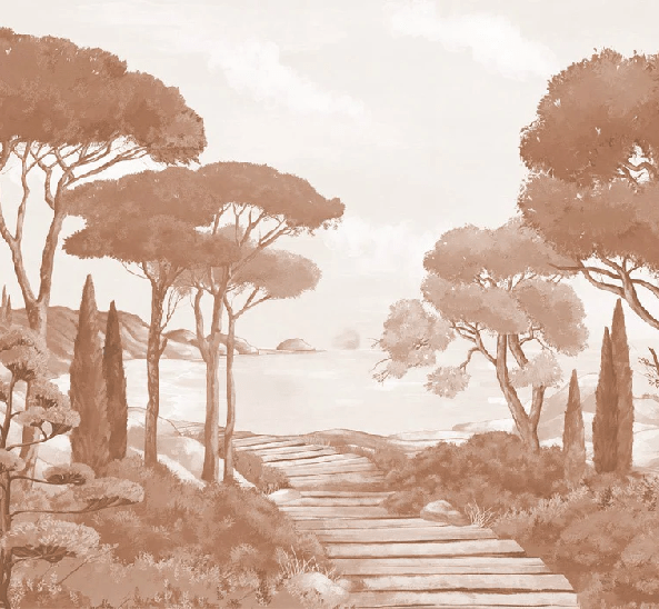 Tapete Spaziergang in den Calanques terracotta