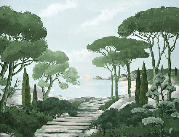 Tapete „Spaziergang in den grünen Calanques“