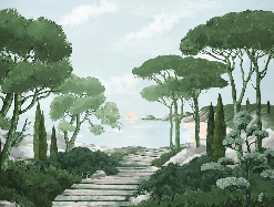 Tapete „Spaziergang in den grünen Calanques“