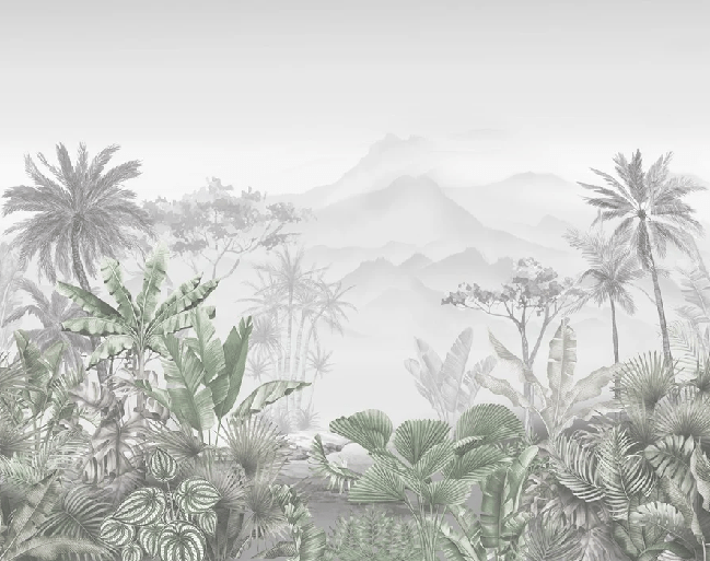 Carta da parati tropicale verde di tendenza