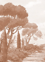 Tapete „Spaziergang in den Calanques“ Terrakotta