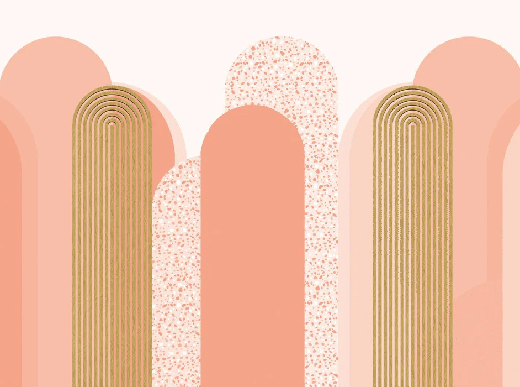 Carta da parati Art Déco grafica con tendenza rosata