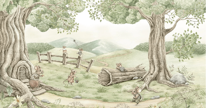 Tapete Baby Familie Maus