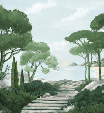 Tapete „Spaziergang in den grünen Calanques“