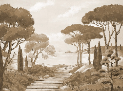 Papier peint balade dans les calanques monochrome