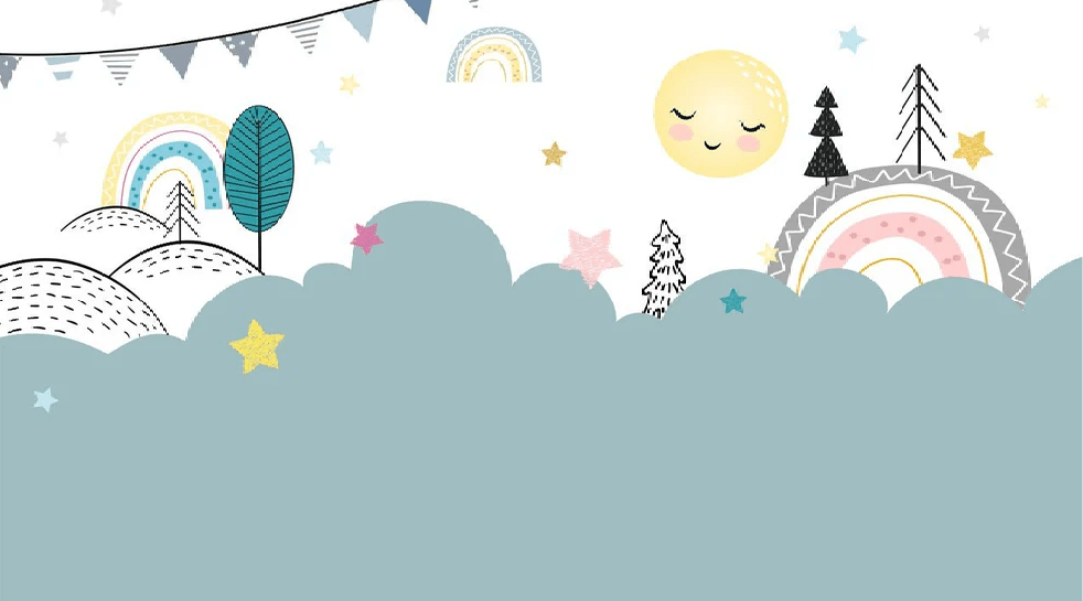 Papier peint chambre bébé bleu et douce nuit