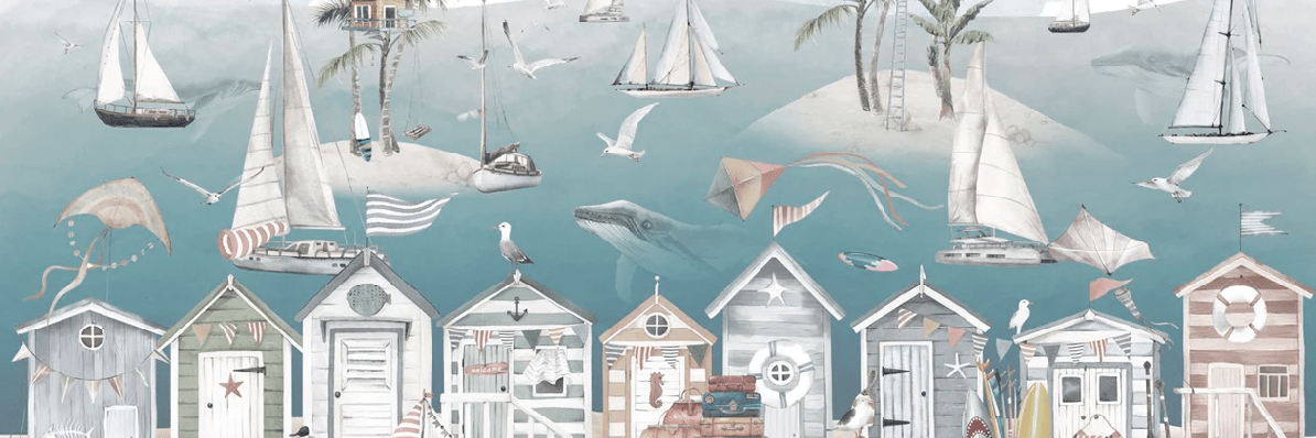 Papier peint chambre enfant - Cabane des mers