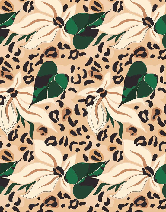 Papier peint abstrait fleur féline