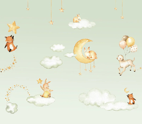 Tapete Baby süße Träume grün