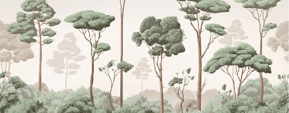 Papier peint brise légère pinède