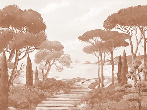 Tapete „Spaziergang in den Calanques“ Terrakotta