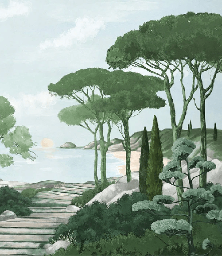 Tapete „Spaziergang in den grünen Calanques“