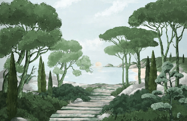 Tapete „Spaziergang in den grünen Calanques“