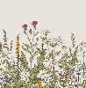 Carta da parati con motivi floreali botanici in stile folk romantico