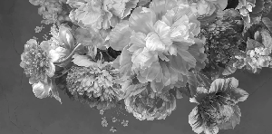 Carta da parati con fiori di peonia in bianco e nero