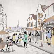 Papier peint français Paris café en terrasse - Muralconcept