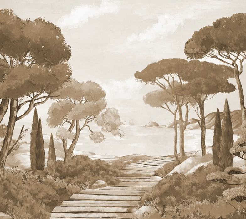 Papier peint balade dans les calanques monochrome - Muralconcept