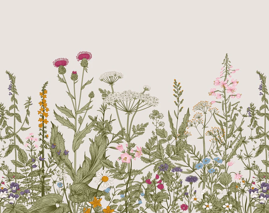 Papier peint bistrot botanique folk romantique