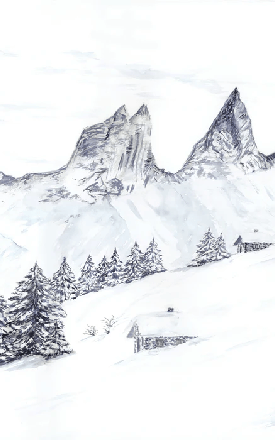 Carta da parati acquerello di un sogno alpino