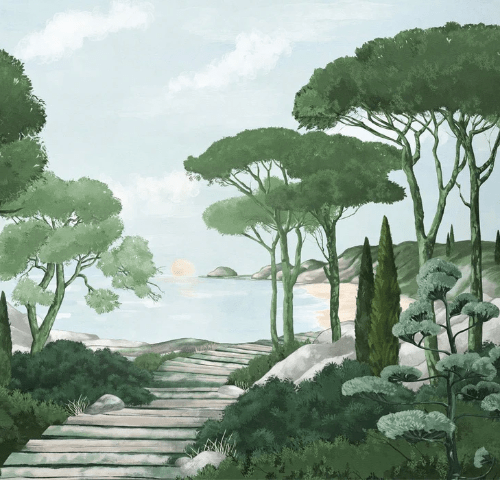 Tapete „Spaziergang in den grünen Calanques“