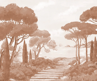 Tapete „Spaziergang in den Calanques“ Terrakotta