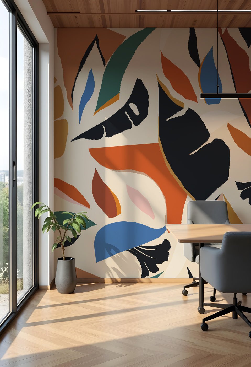 Contemporary plant wallpaper
