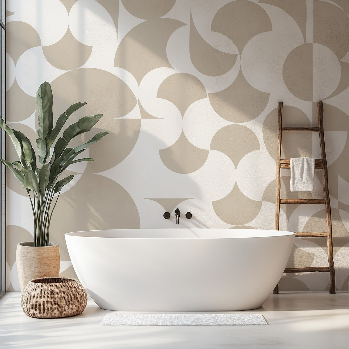 Beige retro graphic pattern wallpaper