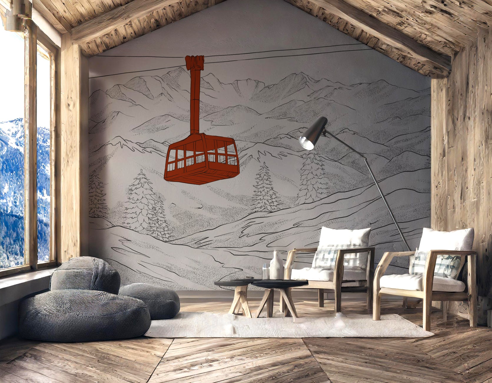 papier peint montagne ski luxe tapisserie
