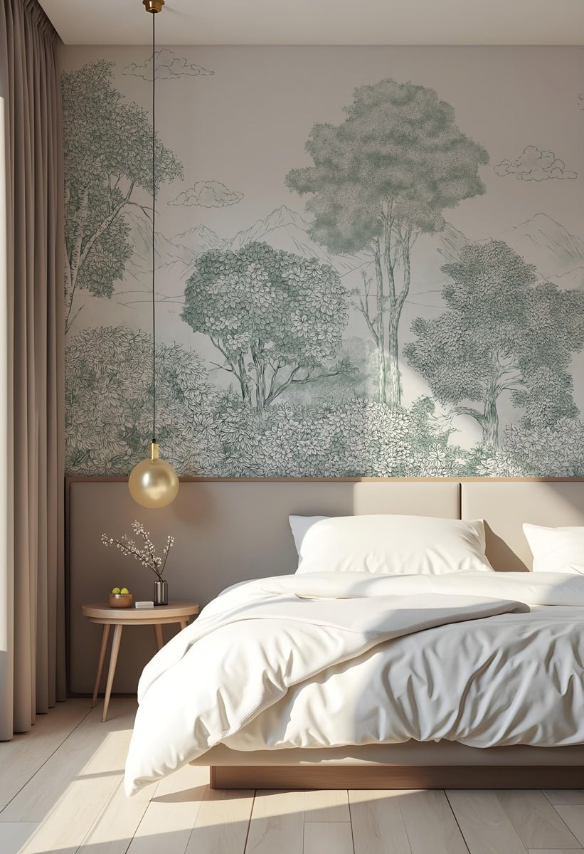 Papier peint panoramique Forêts et Monts vert, XXL, tendance