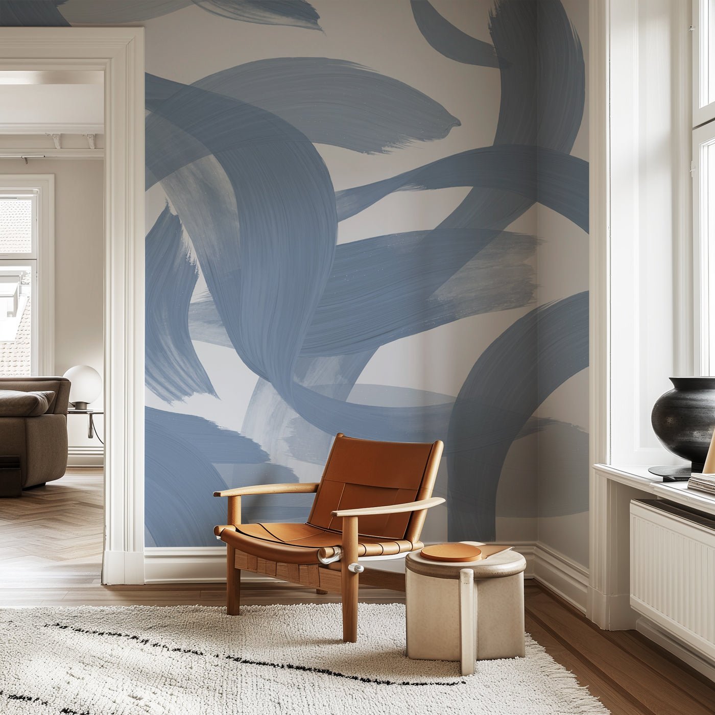 Papier peint contemporain – Bleu vibration, XXL, tendance